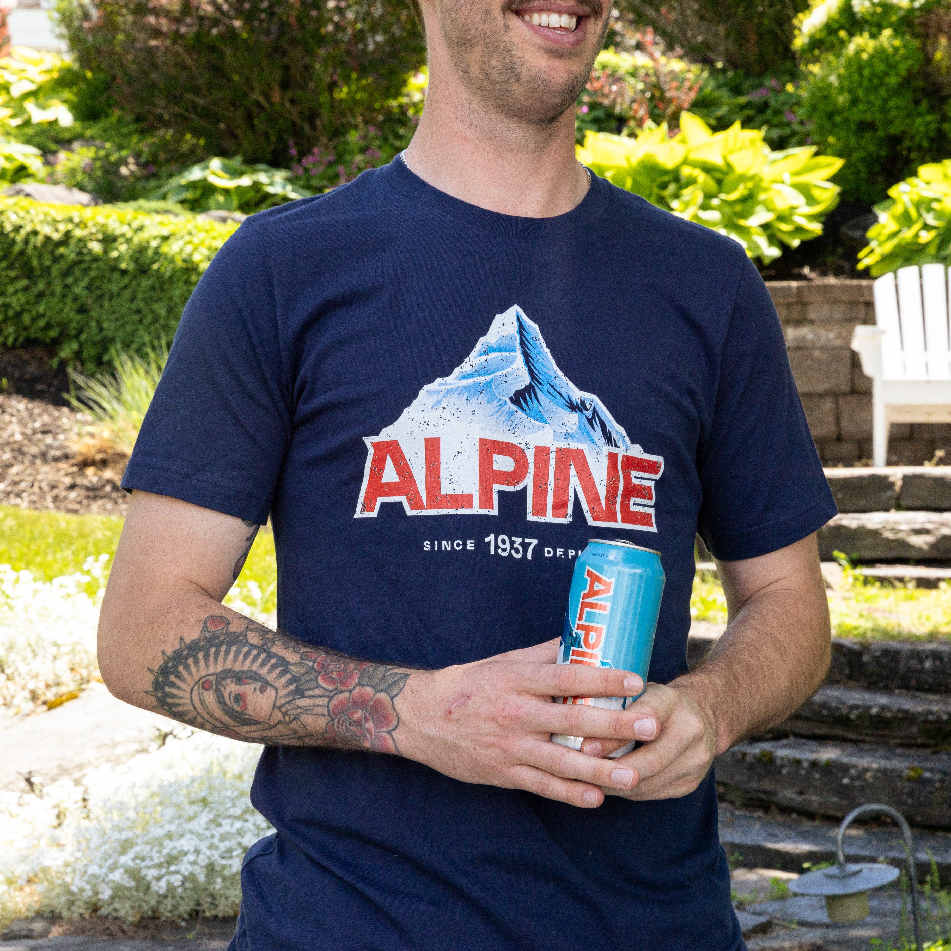 Alpine Lager Navy Tee - Large Logo