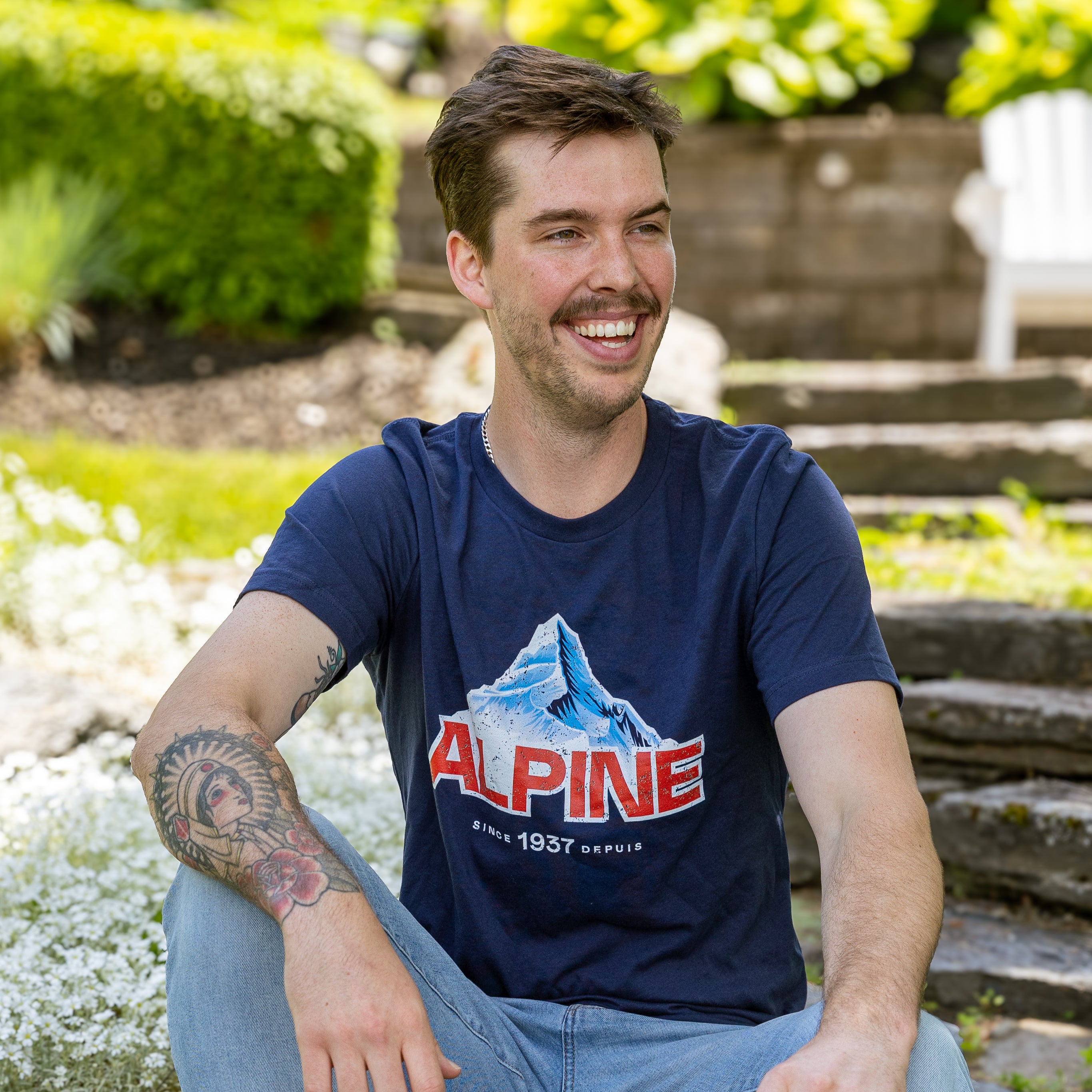 Alpine Lager Navy Tee - Large Logo